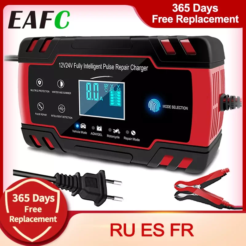 Полностью автоматическое автомобильное зарядное устройство для аккумуляторов 12/24 в, 8 А, импульсное восстановление, ЖК-дисплей, умное быстр...
Полностью автоматическое автомобильное зарядное устройство для аккумуляторов 12/24 в, 8 А, импульсное восстановление, ЖК-дисплей, умное быстр...