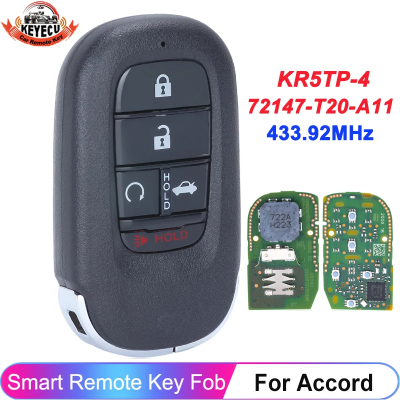 KEYECU OEM Board FCC ID: KR5TP-4 Smart Remote For Honda Accord 2022 FSK 433.92MHz 4A Chip Keyless Go Key Fob 72147-T20-A11
KEYECU OEM Board FCC ID: KR5TP-4 Smart Remote For Honda Accord 2022 FSK 433.92MHz 4A Chip Keyless Go Key Fob 72147-T20-A11