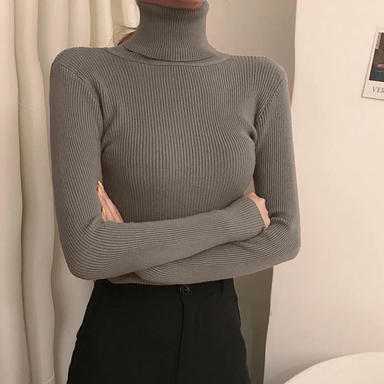 Womens Turtleneck Sweaters Slim Basic Pullovers Long Sleeve Autumn Winter Knit Sweater Basic Soft Warm Jumper Vintage Sweaters
Womens Turtleneck Sweaters Slim Basic Pullovers Long Sleeve Autumn Winter Knit Sweater Basic Soft Warm Jumper Vintage Sweaters