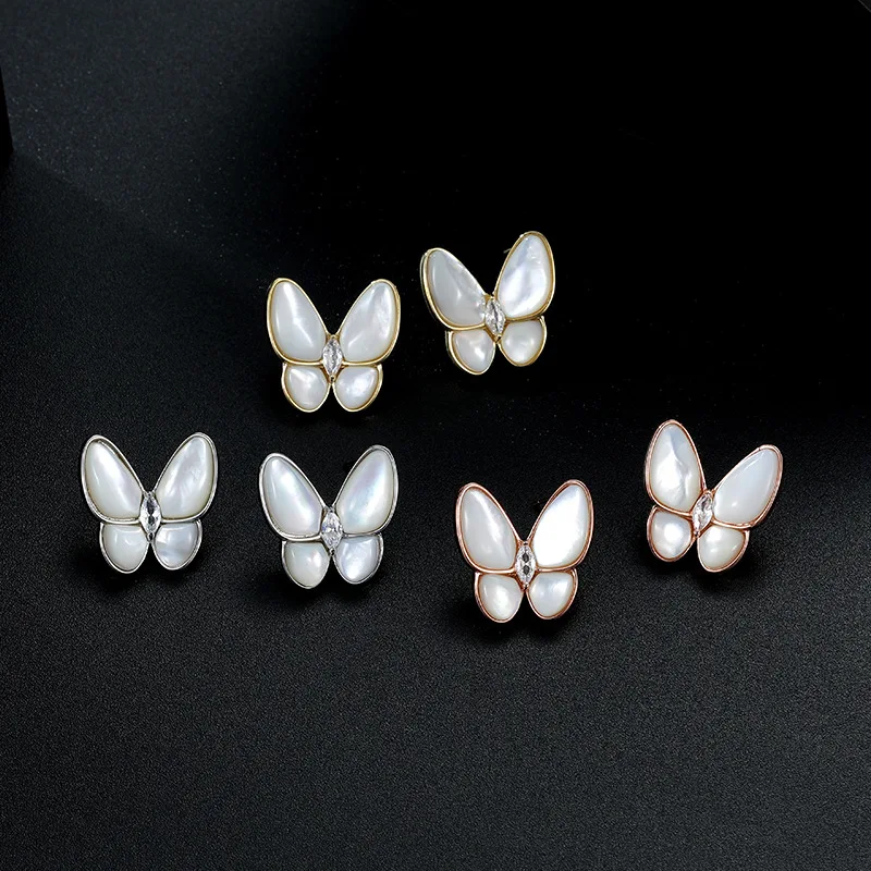 925 Sterling Silver Earrings Simulation Diamond White Fritillary Butterfly Earrings Simple And Fashionable High-Quality Jewelry
925 Sterling Silver Earrings Simulation Diamond White Fritillary Butterfly Earrings Simple And Fashionable High-Quality Jewelry