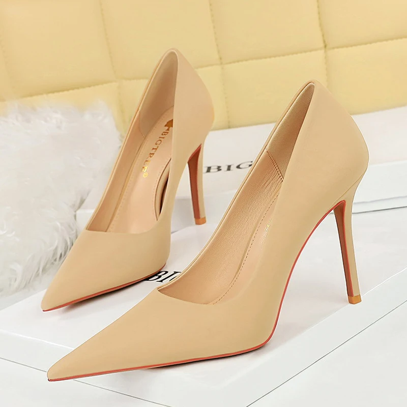 

BIGTREE Elegant Simple Woman Thin Heels Pointed toe Women Wedding Slip On Ladies Shoes Zapatillas De Mujer
