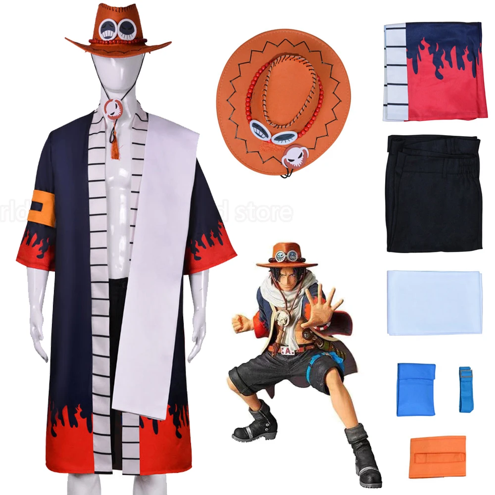 Аниме One Piece Portgas D Ace Косплей Костюм Кимоно униформа для мужчин пальто шапка брюки шарф Хэллоуин карнавал одежда для представлений
Аниме One Piece Portgas D Ace Косплей Костюм Кимоно униформа для мужчин пальто шапка брюки шарф Хэллоуин карнавал одежда для представлений