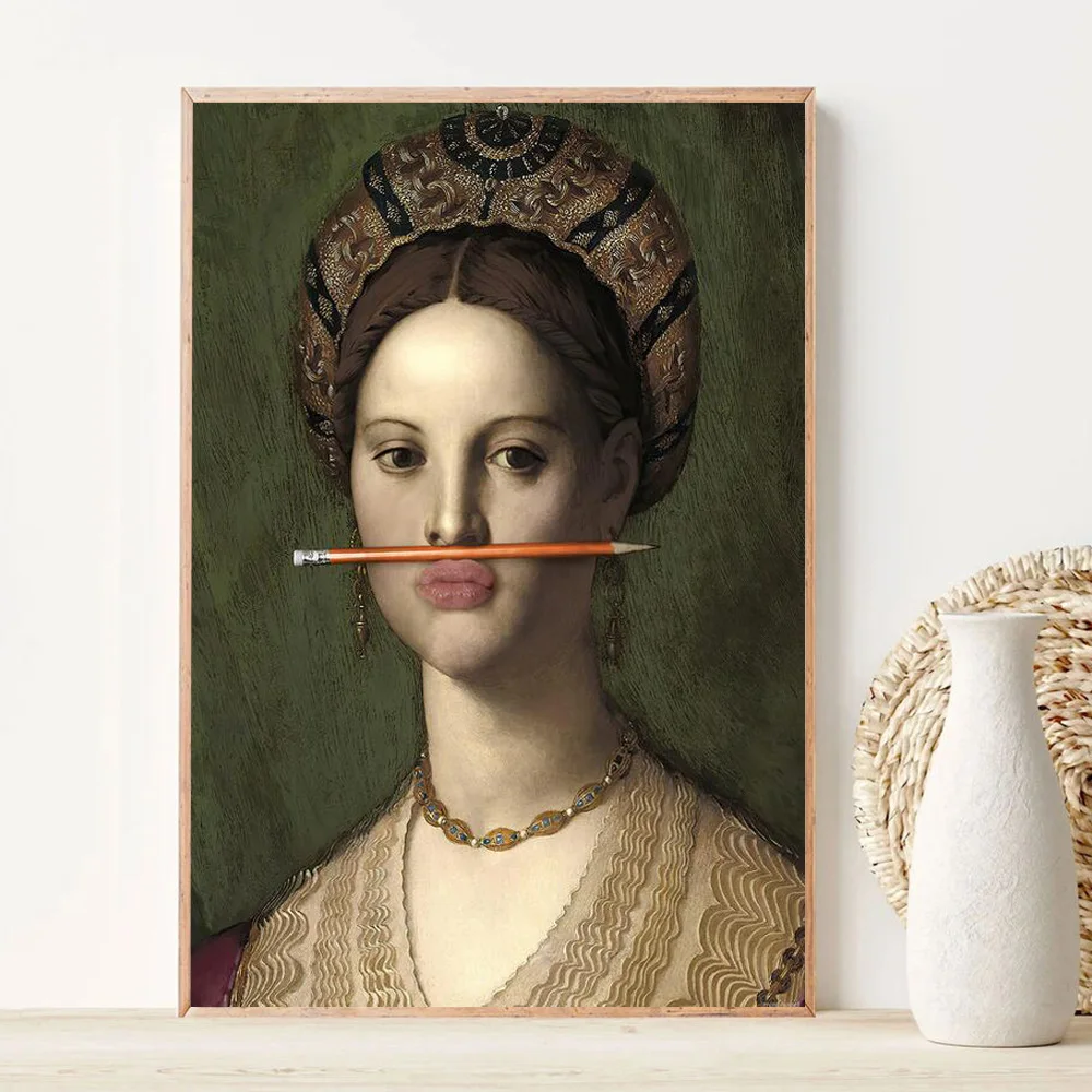 Retro Wall Art Orange Pencil Lady Canvas Prints European Classical Portrait Poster Pictures On Decorative Painting For Room
Retro Wall Art Orange Pencil Lady Canvas Prints European Classical Portrait Poster Pictures On Decorative Painting For Room