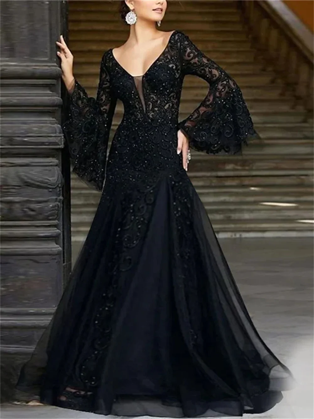 A-Line V-Neck Pure Color Prom Floor-Length Applique 2022Mandarin Long Sleeve Ladies Elegant Engagement Lace Formal Evening Dress
A-Line V-Neck Pure Color Prom Floor-Length Applique 2022Mandarin Long Sleeve Ladies Elegant Engagement Lace Formal Evening Dress
