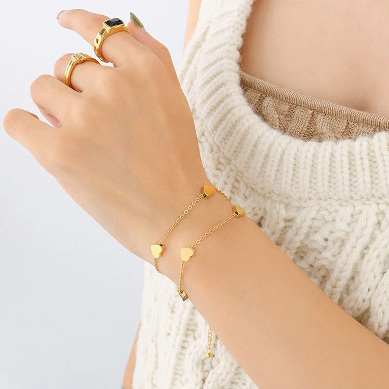 Korean Fashion Heart Bracelets Luxury Retro Gold Color Double Chain Valentine's Day Gift for Girlfriend Ladies Charm Jewelry
Korean Fashion Heart Bracelets Luxury Retro Gold Color Double Chain Valentine's Day Gift for Girlfriend Ladies Charm Jewelry