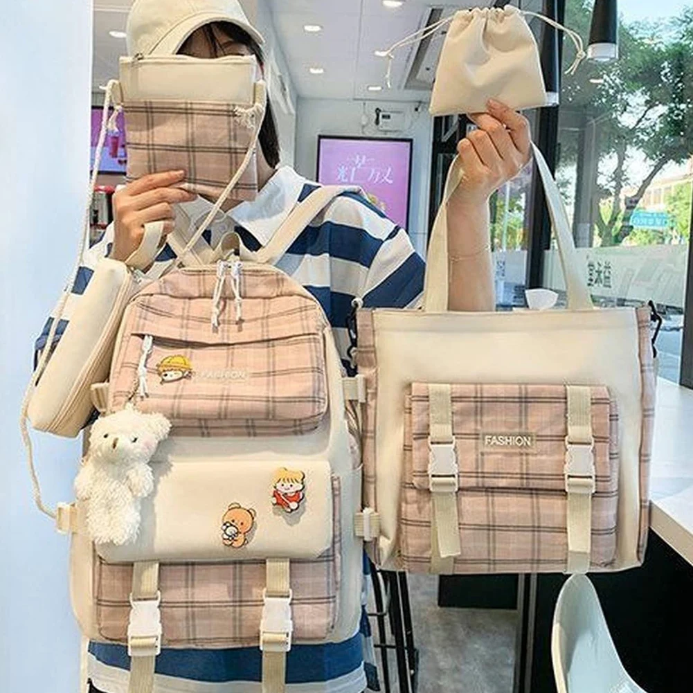 5pcs/set Aesthetic Backpacks Large Capacity Canvas School Backpack Waterproof Shoulder Tote Bag Pendant Badge for Travel Office 
5pcs/set Aesthetic Backpacks Large Capacity Canvas School Backpack Waterproof Shoulder Tote Bag Pendant Badge for Travel Office