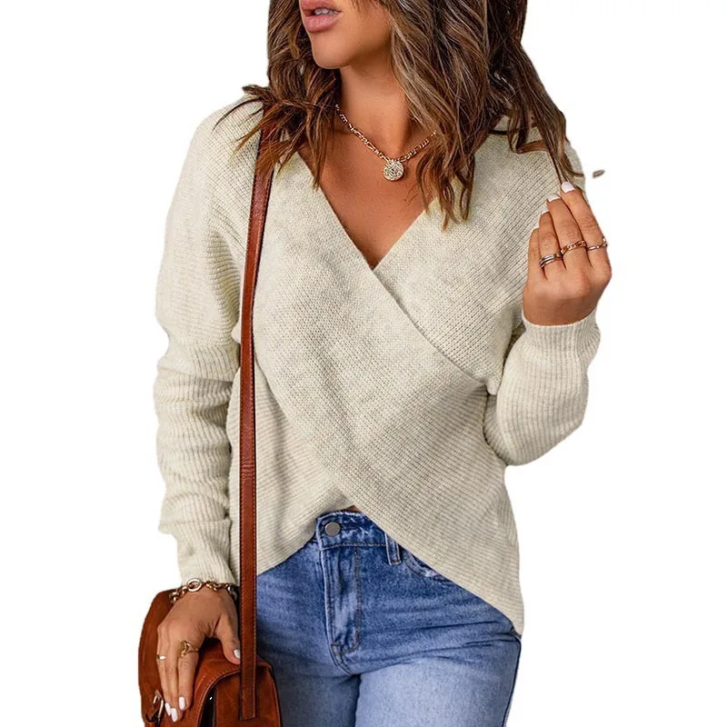 Womens Sweaters Long Sleeve V-neck Autumn Winter 2022 New Fashion Knitted Casual Cross Type Loose Pullovers
Womens Sweaters Long Sleeve V-neck Autumn Winter 2022 New Fashion Knitted Casual Cross Type Loose Pullovers
