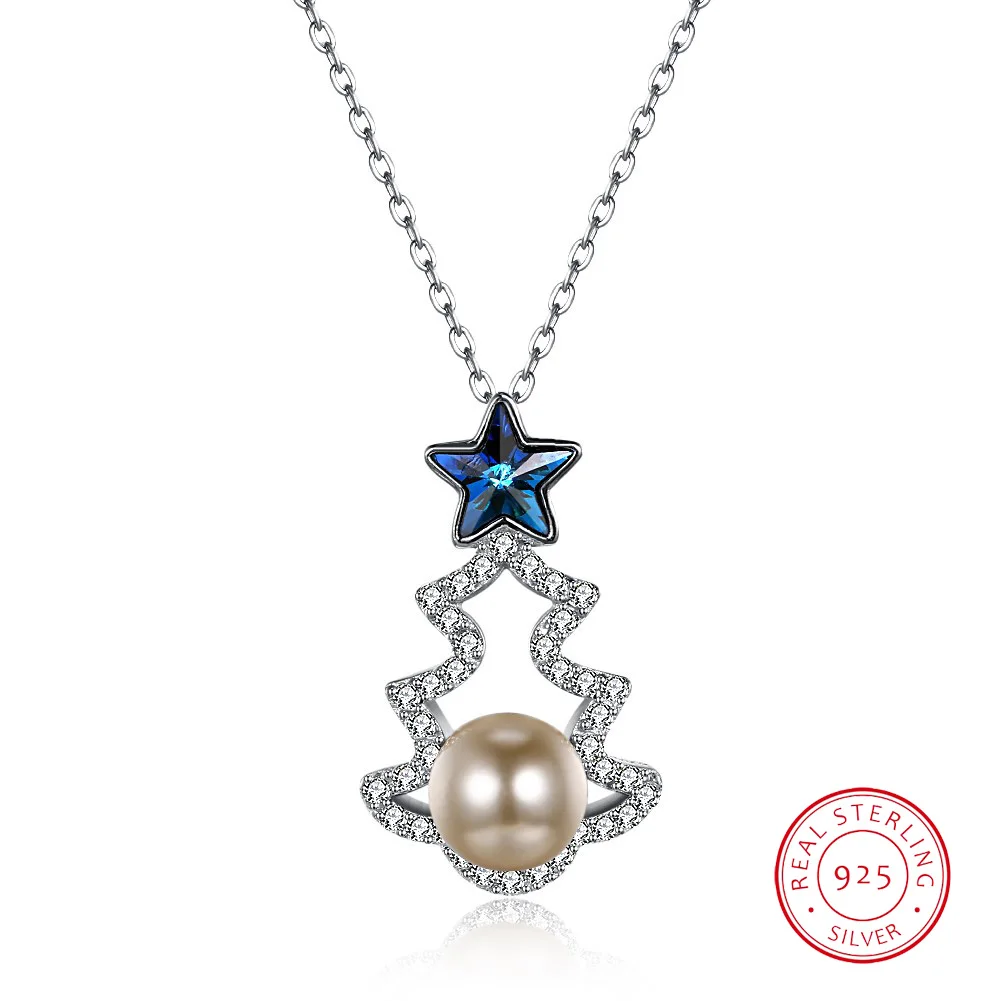 Sterling Silver Christmas Tree Star Crystal and Pearl Pendant Necklace for Women Christmas Day Anniversary Gift Fine Jewelry
Sterling Silver Christmas Tree Star Crystal and Pearl Pendant Necklace for Women Christmas Day Anniversary Gift Fine Jewelry