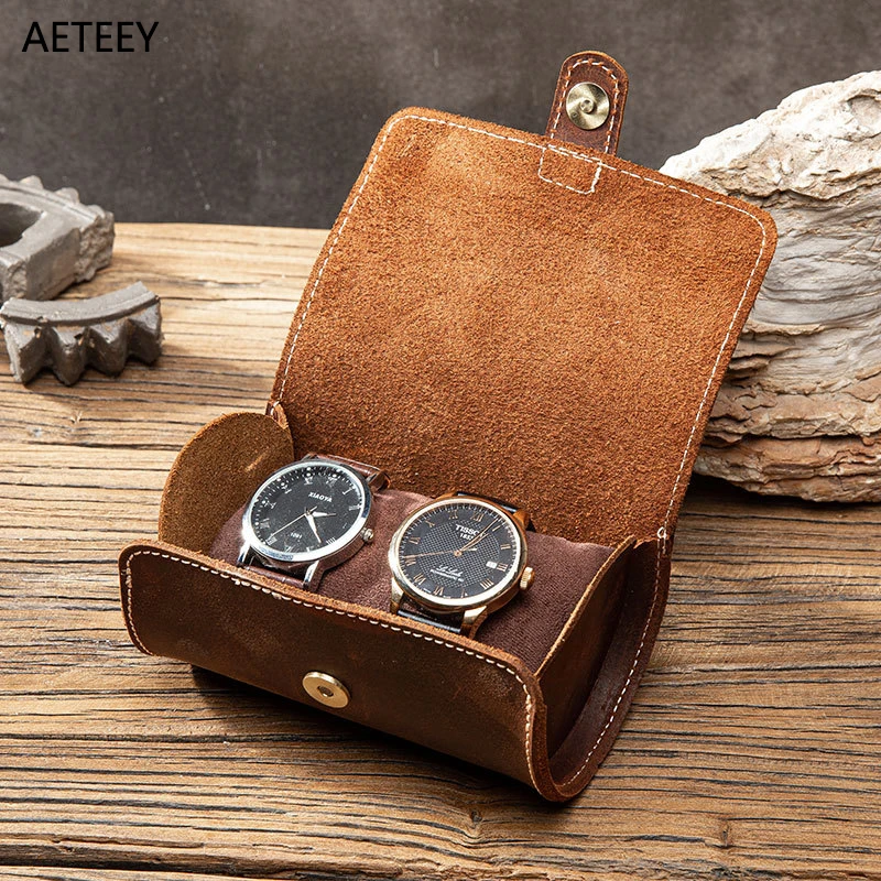 Custom Logo Vintage Crazy Horse Leather Watch Box Two Pack Outdoor Travel Convenient Couple Watch Storage Box Watch Case Box
Custom Logo Vintage Crazy Horse Leather Watch Box Two Pack Outdoor Travel Convenient Couple Watch Storage Box Watch Case Box
