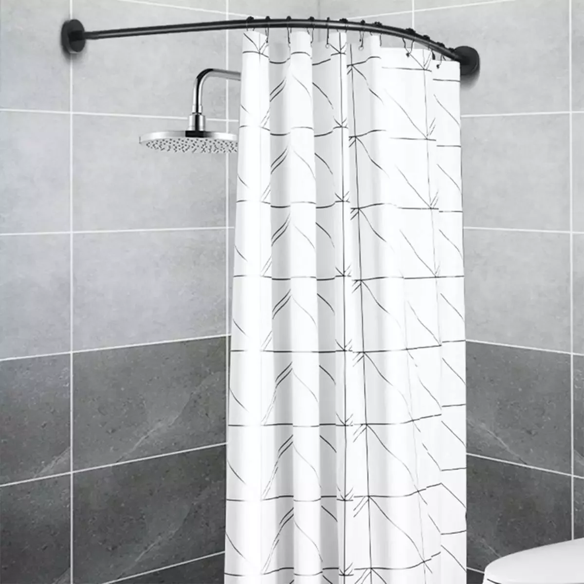 Drilling-free Extendable Corner Shower Curtain Rod 12 Metal Hooks Black White Stainless Steel Rail Bath Hardware Heavyduty Pole
Drilling-free Extendable Corner Shower Curtain Rod 12 Metal Hooks Black White Stainless Steel Rail Bath Hardware Heavyduty Pole