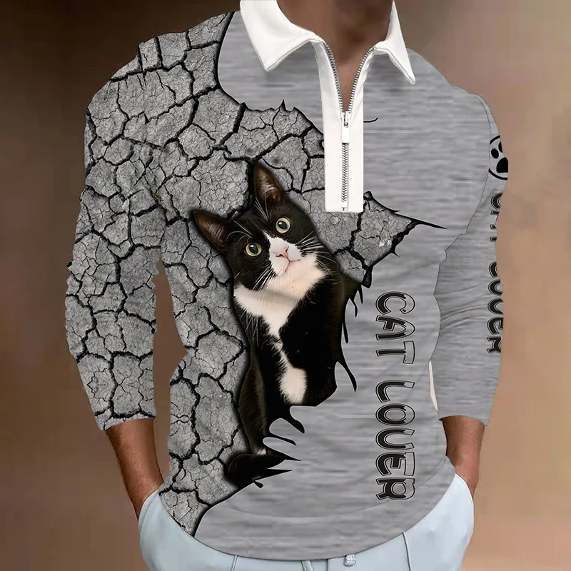 S-5XL Men's Casual Autumn Long Sleeve Polo Shirts Men Male Zip Tee Shirt Cat Dog Men Tops Street Golf Clothing Clothes For Men 
S-5XL Men's Casual Autumn Long Sleeve Polo Shirts Men Male Zip Tee Shirt Cat Dog Men Tops Street Golf Clothing Clothes For Men