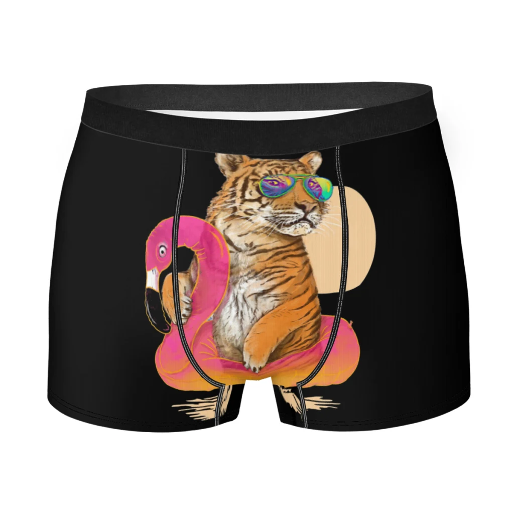 

Flamingo Men Boxer Briefs Underpants Tiger Panthera Tigris Ferocious Animal Highly Breathable Top Quality Sexy Shorts Gift Idea