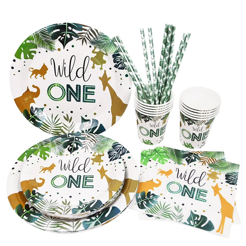 Wild One Disposable Party Tableware Safari Jungle Birthday Party Decoration Kids Disposable Paper Plate Cup Baby Shower Supplies
Wild One Disposable Party Tableware Safari Jungle Birthday Party Decoration Kids Disposable Paper Plate Cup Baby Shower Supplies
