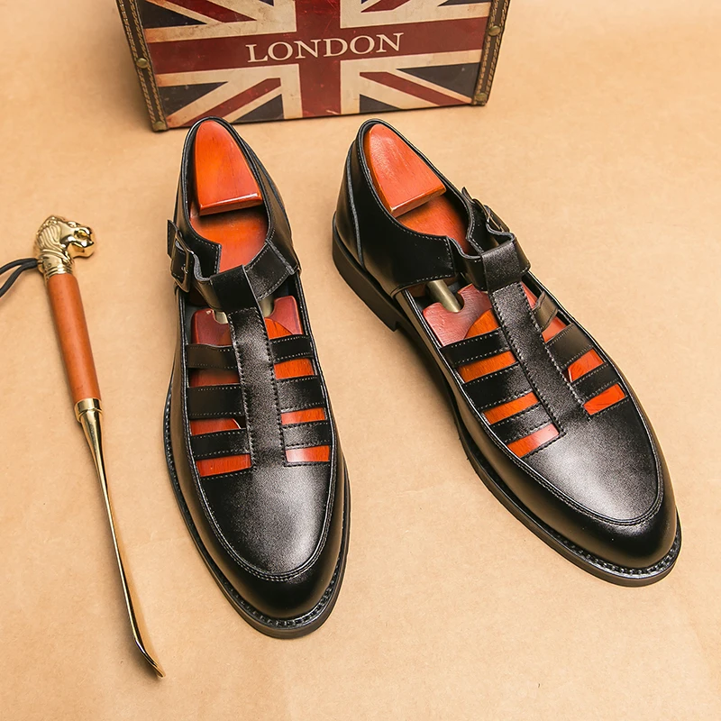 New Black Men's Summer Sandals Genuine Leather Shoes Buckle Strap Dress Shoes for Men with Business Formal Shoes 
New Black Men's Summer Sandals Genuine Leather Shoes Buckle Strap Dress Shoes for Men with Business Formal Shoes