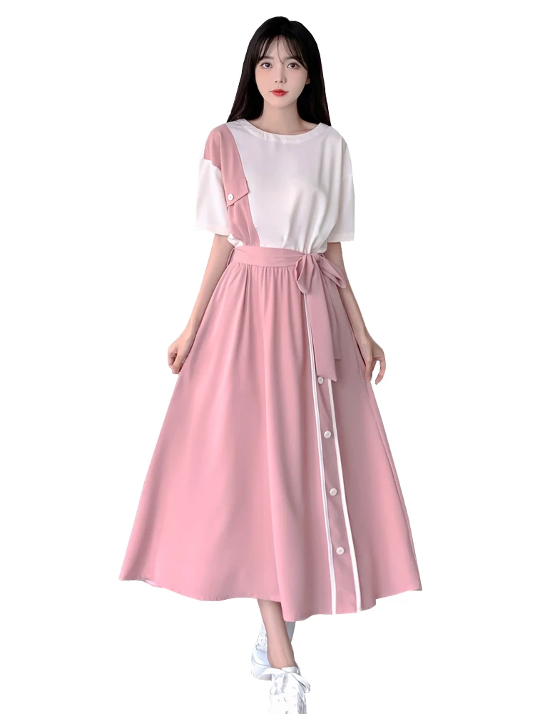 2022 Summer French Elegant Women Dress Korean Fashion Fake Two Piece Dress Casual Round Neck High Waist Pleated Dresses
2022 Summer French Elegant Women Dress Korean Fashion Fake Two Piece Dress Casual Round Neck High Waist Pleated Dresses