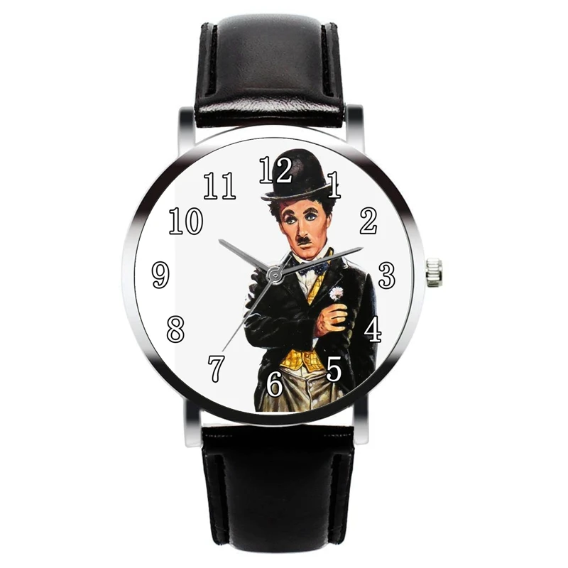 

Часы «Чарли Чаплин», новые повседневные модные цифровые кварцевые наручные часы черного цвета с кожаным ремешком, комедия, любимый фанат, подарок