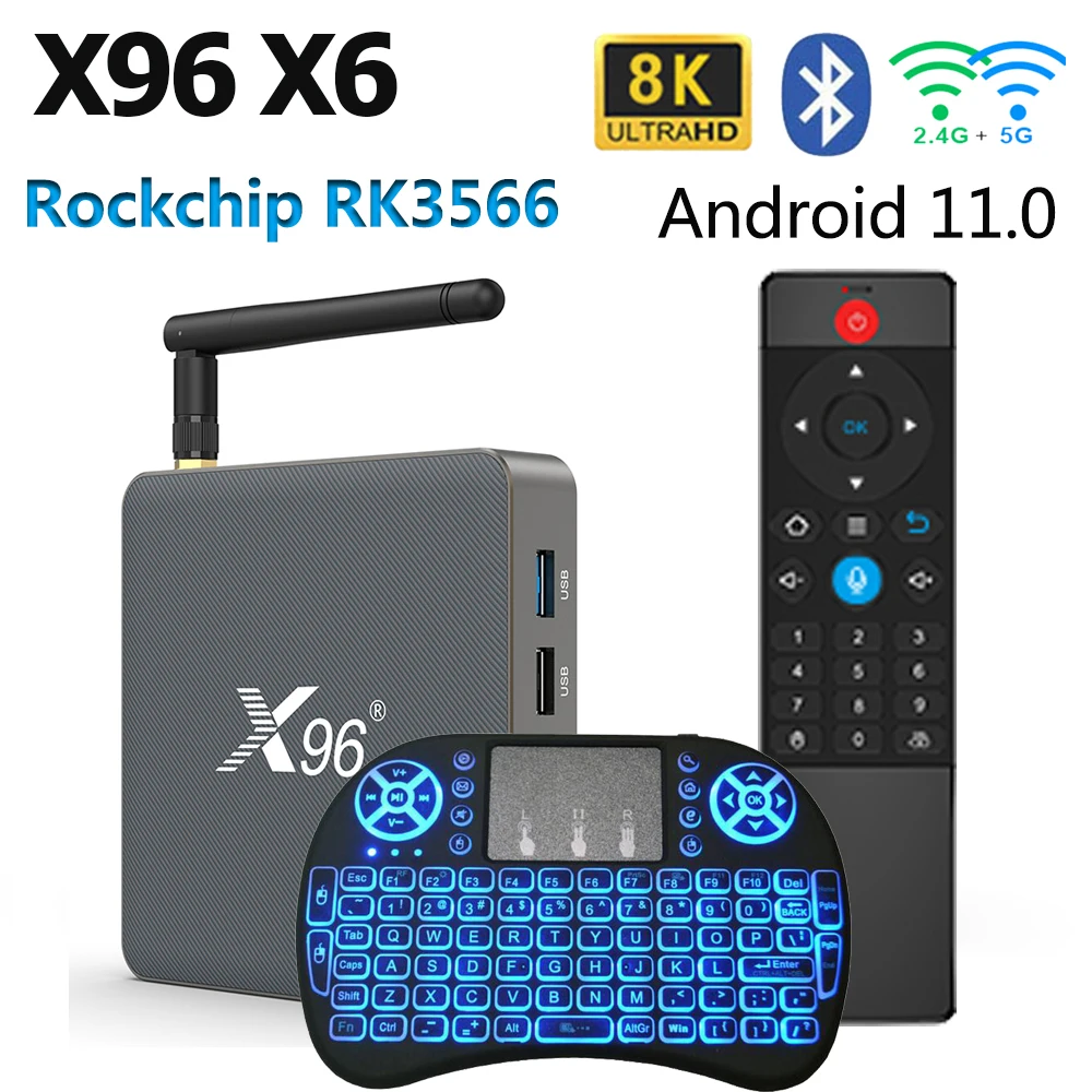 

X96 X6 Smart Android 11 TV Box 8GB 128GB RK3566 2T2R MIMO 2.4G 5G Wifi 1000M 8K 4K Media Player 4GB32G B64GB Set Top Box tvbox