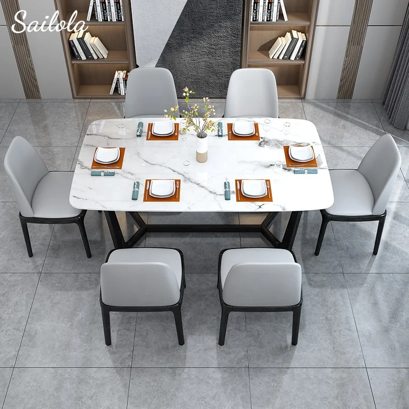 Hot Sale Luxury Dinner Table Set 6 Chairs Modern Dining Table Set Fashionable Marble Dining Table
Hot Sale Luxury Dinner Table Set 6 Chairs Modern Dining Table Set Fashionable Marble Dining Table