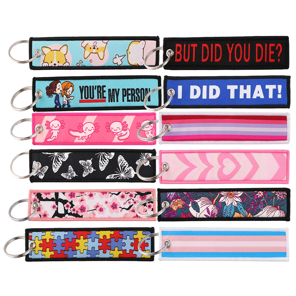 Cartoon Dog Sakura Key Chain for Motorcycle Key Ring Embroidery Key Tag Key Fobs Holder Backpack Chaveiro Holiday Gifts
Cartoon Dog Sakura Key Chain for Motorcycle Key Ring Embroidery Key Tag Key Fobs Holder Backpack Chaveiro Holiday Gifts