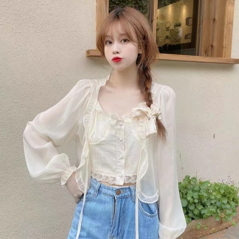 Женская летняя блузка со шнуровкой, тонкое пальто, элегантный женский кардиган, рубашка, Солнцезащитная одежда, корейские модные топы, белый, розовый
Женская летняя блузка со шнуровкой, тонкое пальто, элегантный женский кардиган, рубашка, Солнцезащитная одежда, корейские модные топы, белый, розовый