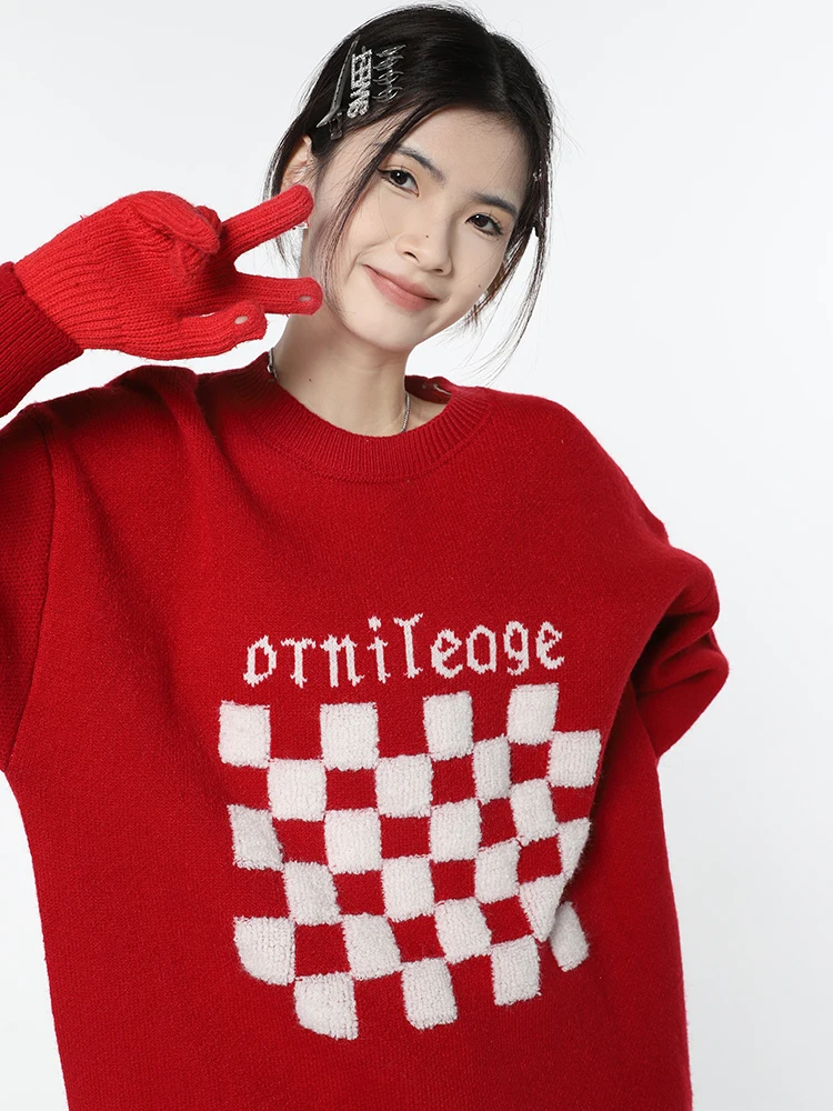 Korean Women's Harajuku Knitting Warm Vintage Plaid Oversized Sweater Winter Streetwear Fashion Casual Pullover Female Tops
Korean Women's Harajuku Knitting Warm Vintage Plaid Oversized Sweater Winter Streetwear Fashion Casual Pullover Female Tops