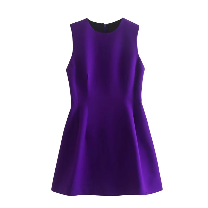 2023 early spring women's new round neck sleeveless fashion big swing purple waist temperament dress
2023 early spring women's new round neck sleeveless fashion big swing purple waist temperament dress