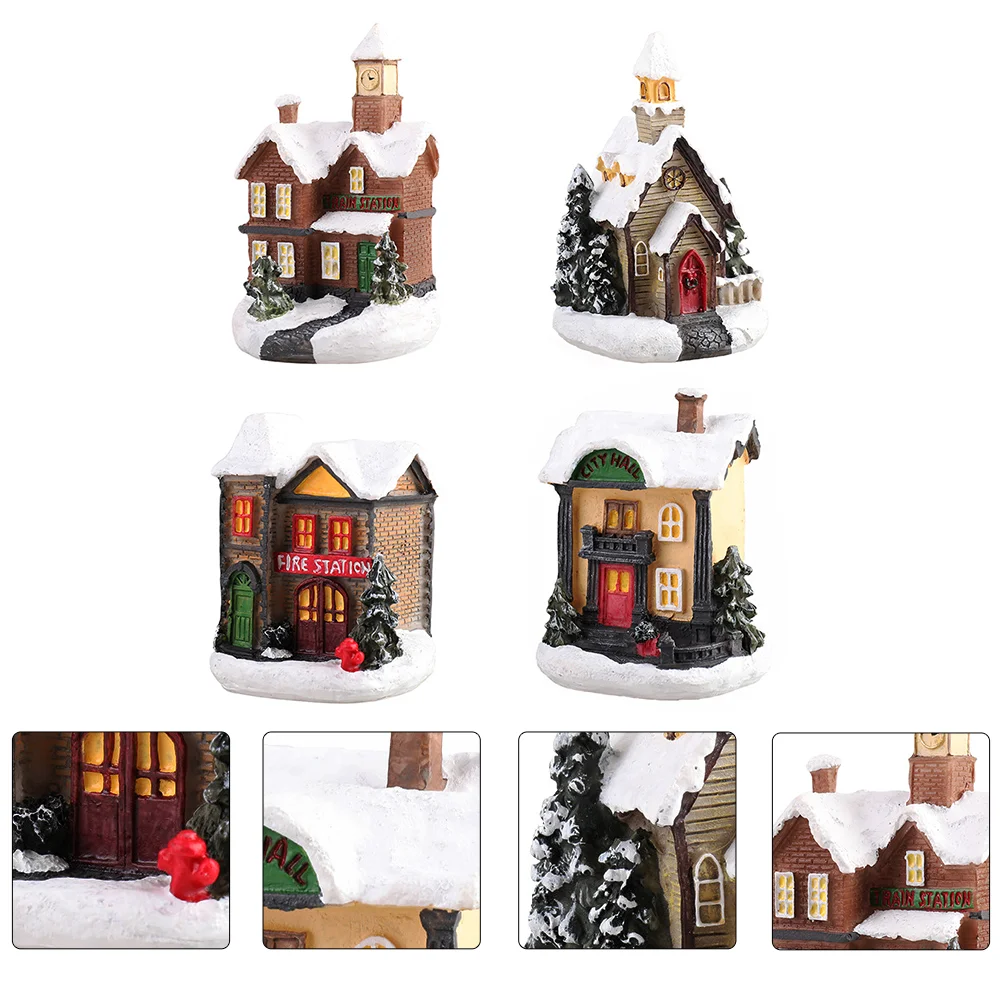 4 Pcs Table Top Decor Accessories Resin Craft Adorn Decorative Xmas Crafts Ornament Wooden Luminous Small House
4 Pcs Table Top Decor Accessories Resin Craft Adorn Decorative Xmas Crafts Ornament Wooden Luminous Small House