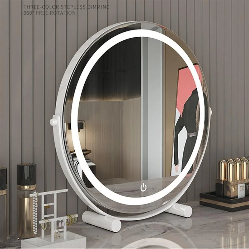 

Dressing Table Mirror Adjustable Makeup Mirror Led With Light Can Rotate 360 Degrees Dormitory With Female Makeup Mirror