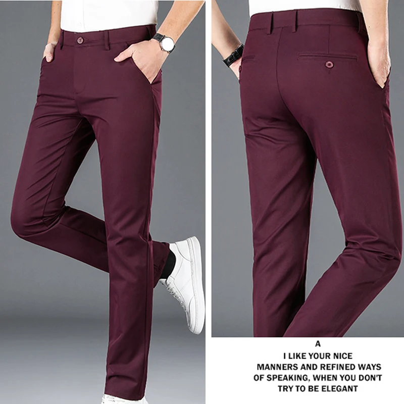 

Брюки мужские длинные деловые, модные повседневные Костюмные штаны, эластичные прямые Формальные, большие размеры 30-40, весна-лето