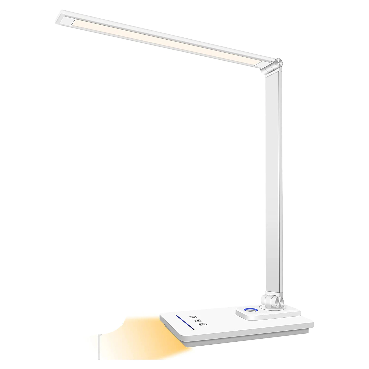 

LED Desk Lamp,Dimmable Desk Light,5 Colors Modes and 6 Brightness Levels,With USB Charging Port, Night Light(White)