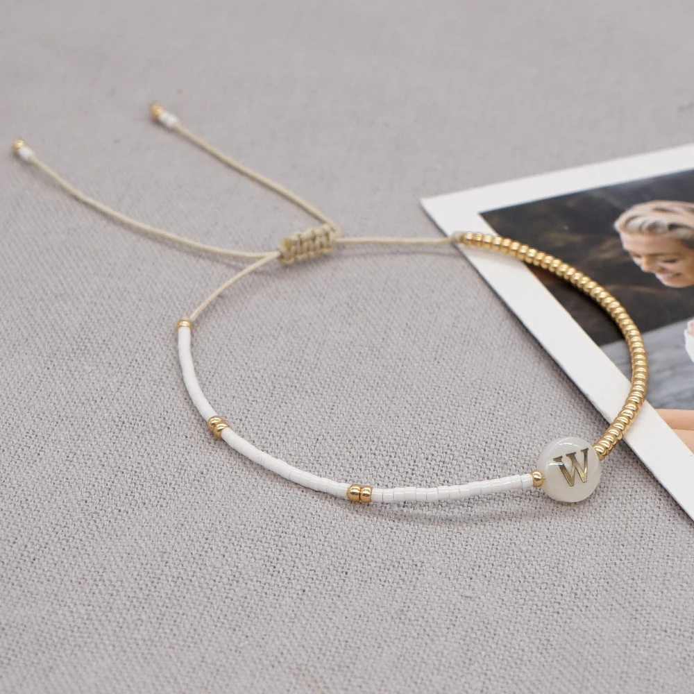 YASTYT Simple Letter Bracelet Gold & White Color Contrast Miyuki beads Conch Shell Initial Bracelets Fashion Jewelry Women
YASTYT Simple Letter Bracelet Gold & White Color Contrast Miyuki beads Conch Shell Initial Bracelets Fashion Jewelry Women