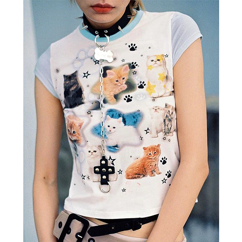 Высококачественные хлопковые винтажные Роскошные милые футболки с кошками и котятами Y2k топ в японском стиле Kawaii Egirl облегающие кроп-топы Л...
Высококачественные хлопковые винтажные Роскошные милые футболки с кошками и котятами Y2k топ в японском стиле Kawaii Egirl облегающие кроп-топы Л...