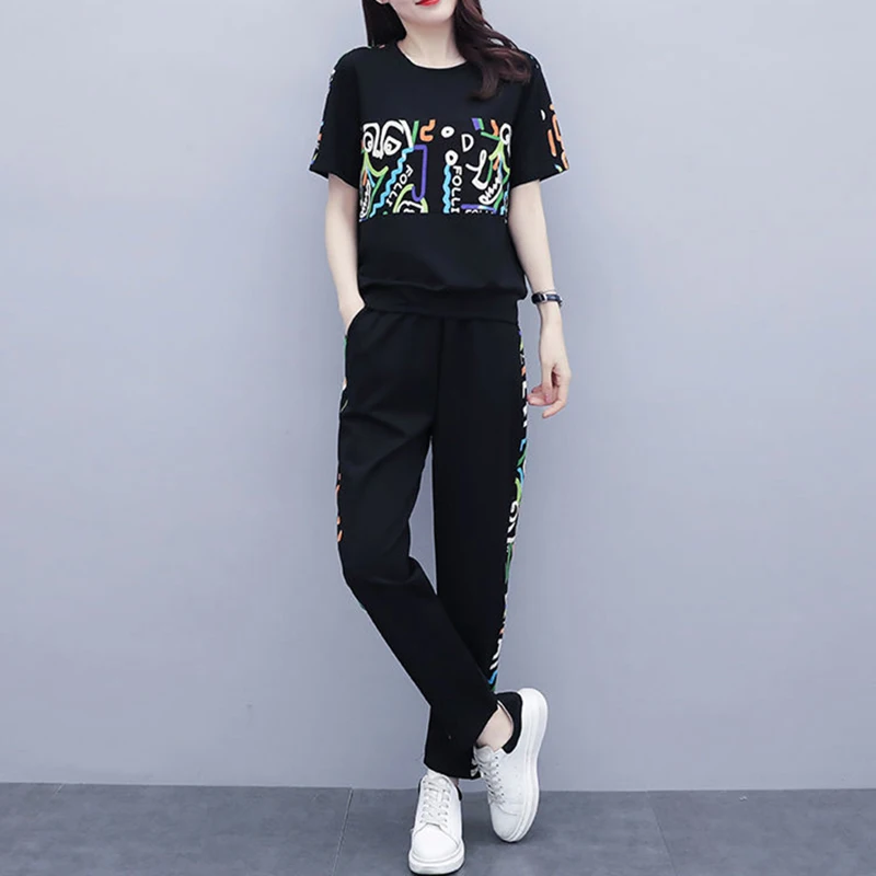 2023 New Ladies Fashion Printing Two Piece Set Womens Summer Suit Woman Loose Short Sleeve + Elastic Waist Casual 2 Piece Set
2023 New Ladies Fashion Printing Two Piece Set Womens Summer Suit Woman Loose Short Sleeve + Elastic Waist Casual 2 Piece Set