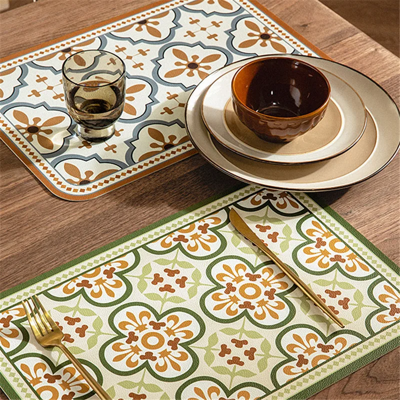 Leather Placemat Table Mat Retro High Temperature Resistance Tableware Mat Tableware Pad PVC Placemat Oil Waterproof Placemat
Leather Placemat Table Mat Retro High Temperature Resistance Tableware Mat Tableware Pad PVC Placemat Oil Waterproof Placemat