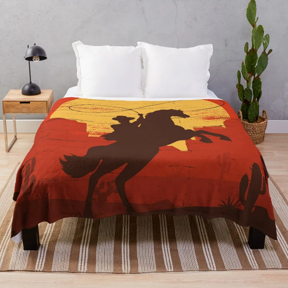 

Cowboys of the Wild West - Riding Solo Throw Blanket Fluffy Blankets Large Sleeping Bag Blanket