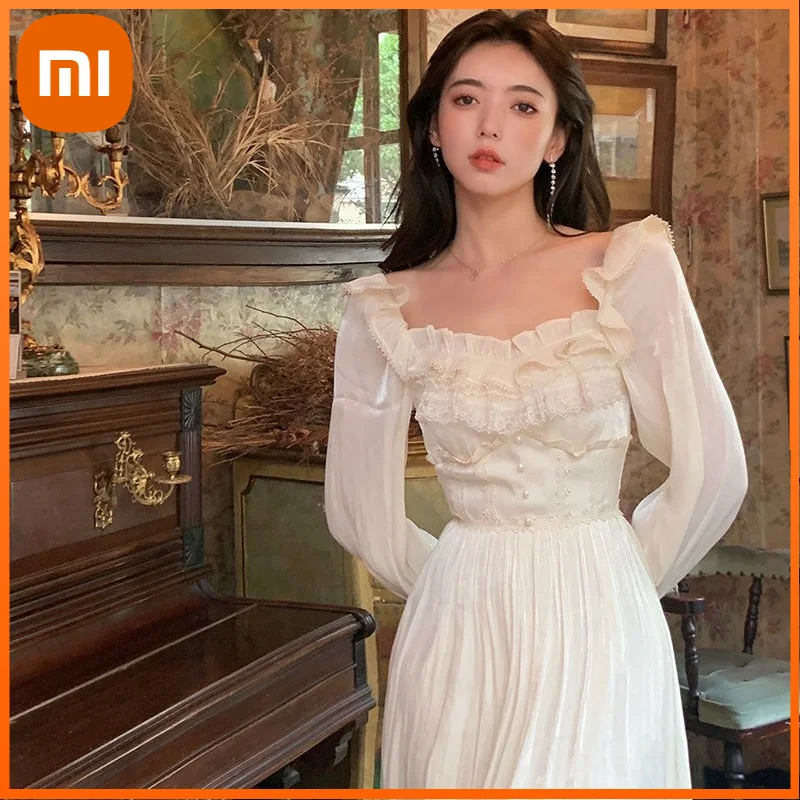 Xiaomi Lace Vintage Fairy Dress Women Patchwork Ruffle Long Sleeve Sweet Princess Dress Elegant Korean Party Dresses Women Y2k 
Xiaomi Lace Vintage Fairy Dress Women Patchwork Ruffle Long Sleeve Sweet Princess Dress Elegant Korean Party Dresses Women Y2k