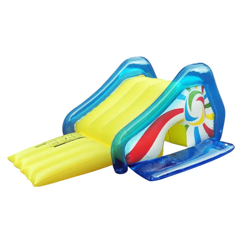 

Yellow and Blue Pool Side Slide With an Attached Sprayer 98-Inches