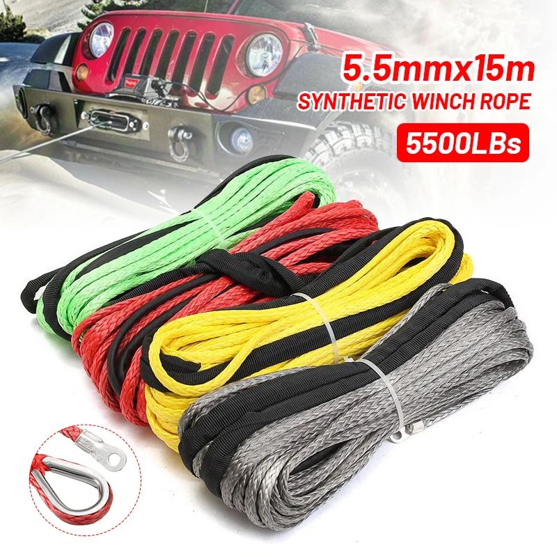 15m 5.5mm Towing Winch Cable Rope String Line Synthetic Fiber 7000lbs For Jeep ATV UTV SUV 4X4 4WD
15m 5.5mm Towing Winch Cable Rope String Line Synthetic Fiber 7000lbs For Jeep ATV UTV SUV 4X4 4WD