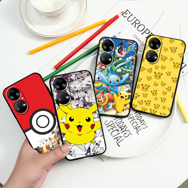 

Pokemon Pikachu Cute For Huawei P60 P50 P40 P30 P20 P10 Pro Lite P Smart Z 2021 2019 4G 5G Silicone Soft Black Phone Case Fundas