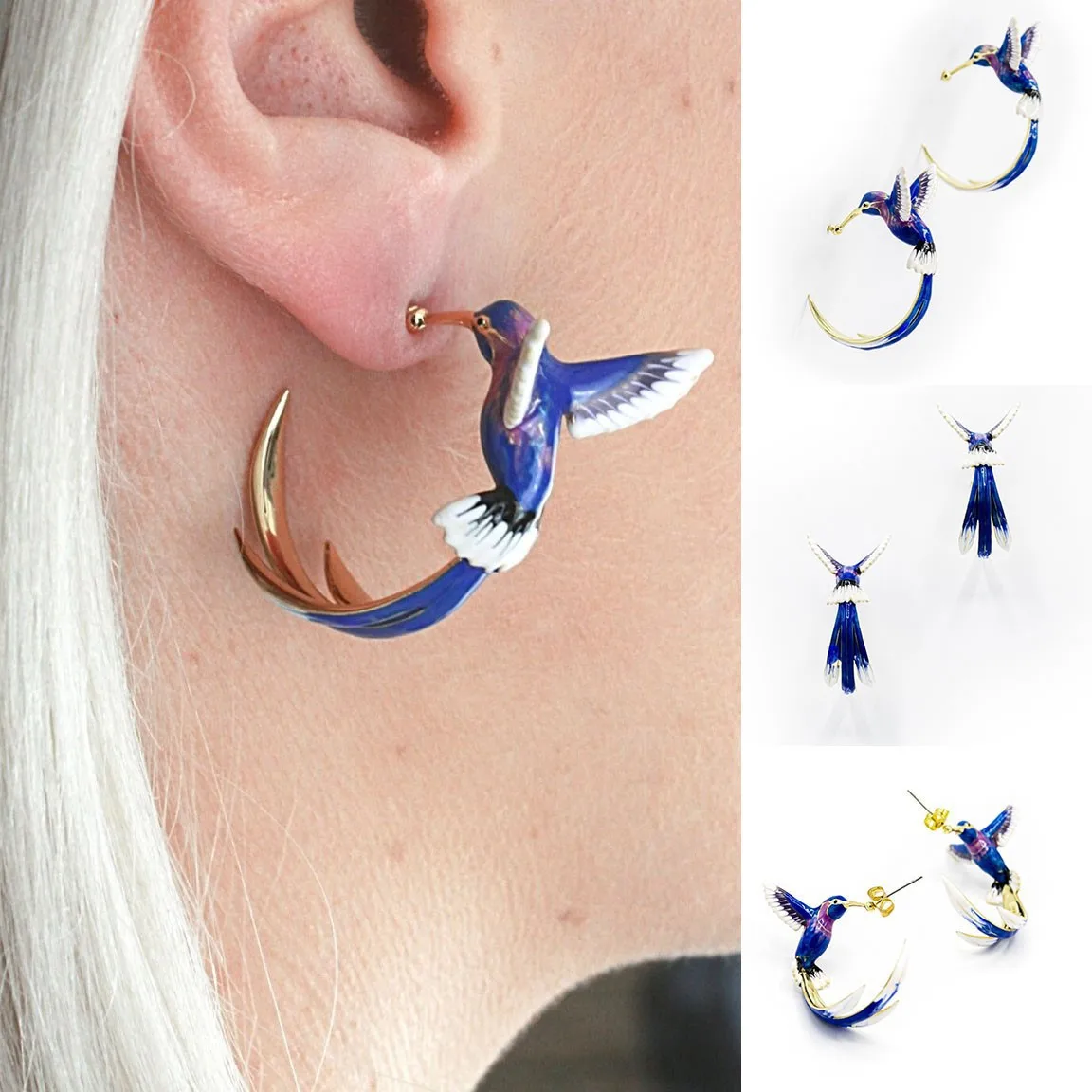 Cute Hummingbird Shape Oil Drop Earrings New Fashion Temperament Silver Needle Earrings Niche Design Green Purple Jewelry
Cute Hummingbird Shape Oil Drop Earrings New Fashion Temperament Silver Needle Earrings Niche Design Green Purple Jewelry