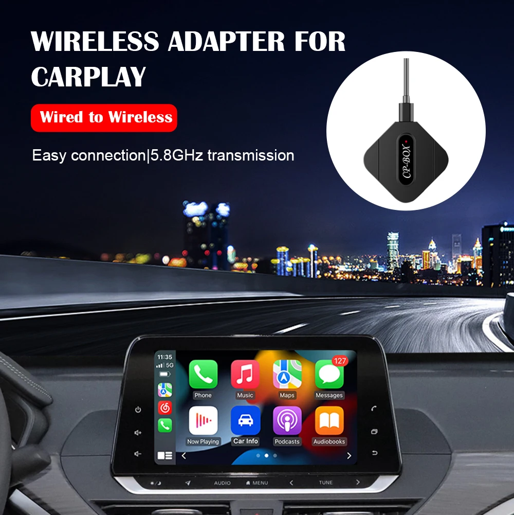 Беспроводной адаптер для CarPlay 5 ГГц Wi-Fi проводной к беспроводному преобразователю мультимедийный плеер подключи и работай донгл для iOS 13,5 и б...
Беспроводной адаптер для CarPlay 5 ГГц Wi-Fi проводной к беспроводному преобразователю мультимедийный плеер подключи и работай донгл для iOS 13,5 и б...
