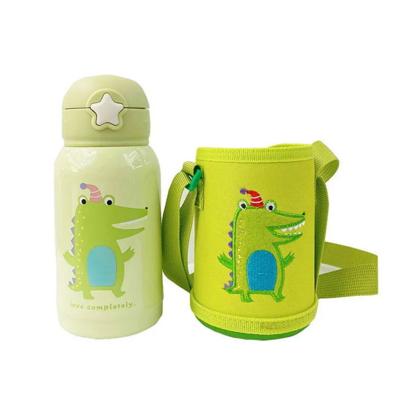 

500ml Kids Thermos Mug With Straw Stainless Steel Dinosaur Vacuum Flasks Children Cute Thermal Water Bottle Tumbler Thermocup
