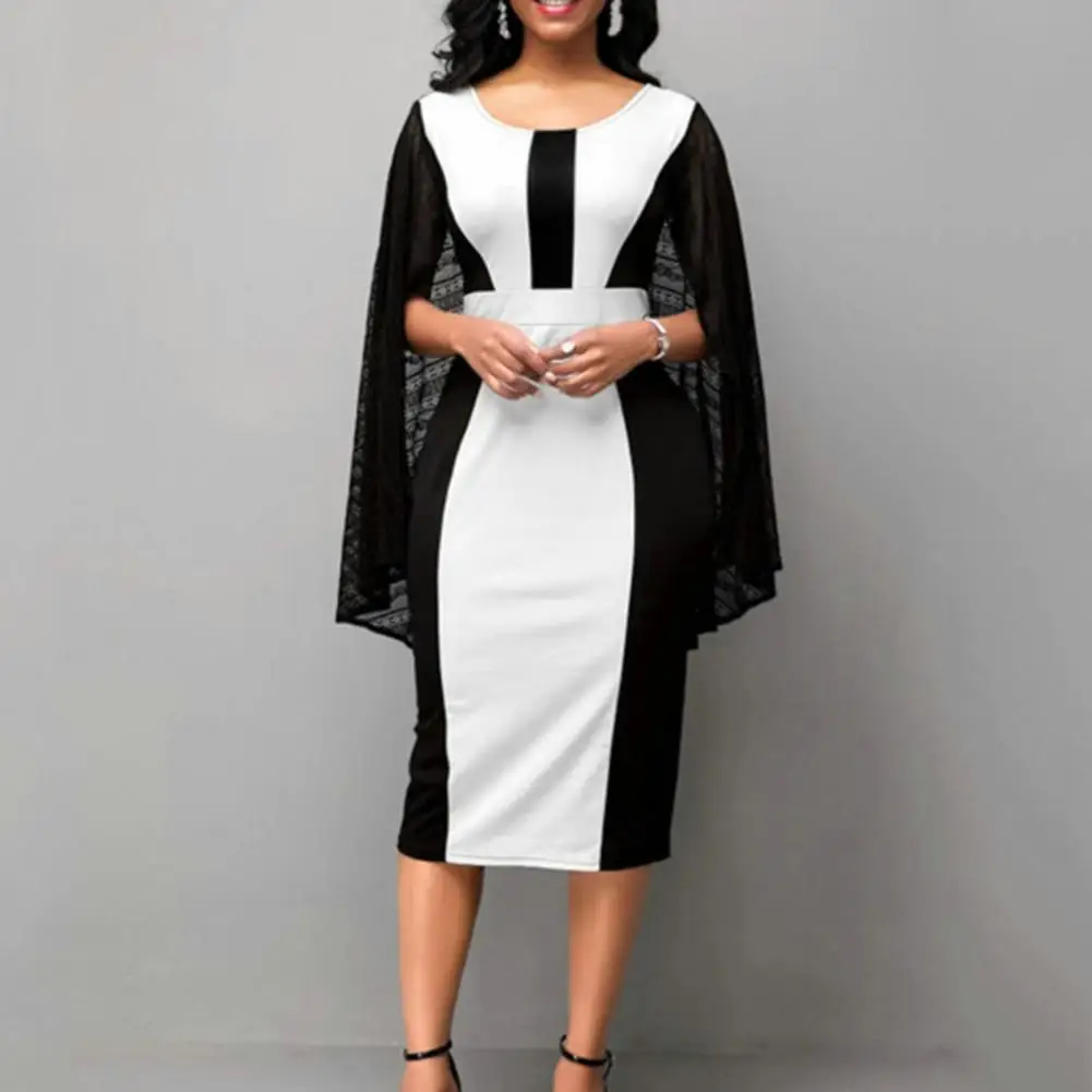 Ladies Dress Color Matching Formal Banquet Prom Dress Cape Patchwork Sheath Lace Slim Fit High Tight Waist Lady Midi Dress
Ladies Dress Color Matching Formal Banquet Prom Dress Cape Patchwork Sheath Lace Slim Fit High Tight Waist Lady Midi Dress