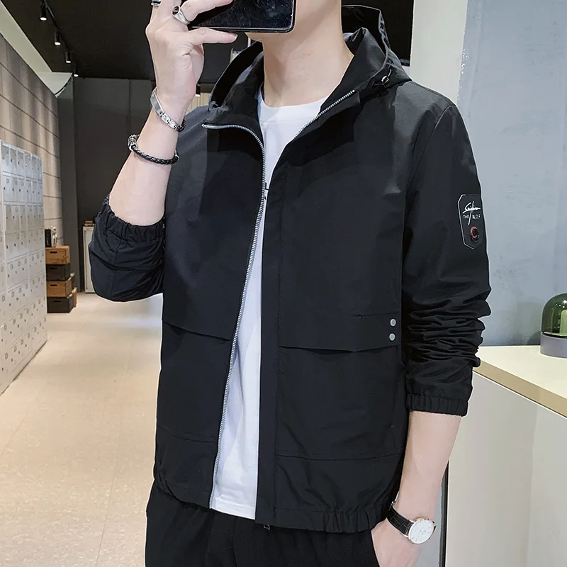 Jacket Thin Bomber Jacket Mens Spring and Summer Sunscreen windproof Jacket Windbreaker Sports Hooded Cardigan Solid Coat Jacket
Jacket Thin Bomber Jacket Mens Spring and Summer Sunscreen windproof Jacket Windbreaker Sports Hooded Cardigan Solid Coat Jacket