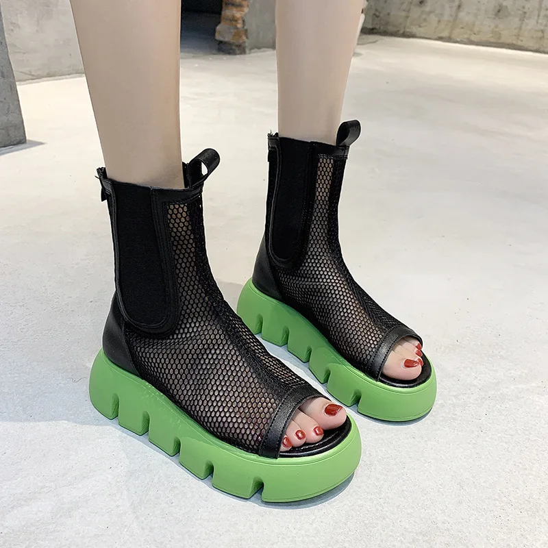 Female Chelsea Boots Women's Open Toe Sexy Mesh Platform Shoes 2022 Summer Ladies Fashion Back Zipper Ankle Boots botas de mujer
Female Chelsea Boots Women's Open Toe Sexy Mesh Platform Shoes 2022 Summer Ladies Fashion Back Zipper Ankle Boots botas de mujer