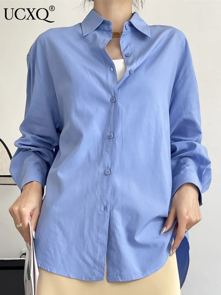 UCXQ OL Office Lady Lapel Long Sleeve Shirt For Women 2023 Autumn New Temperament Single Breasted Solid Color Blouse Female Tops
UCXQ OL Office Lady Lapel Long Sleeve Shirt For Women 2023 Autumn New Temperament Single Breasted Solid Color Blouse Female Tops