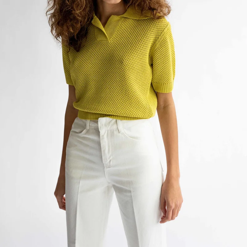 Women T-Shirt Loose Short Sleeved Hollow Out Knitted Pullover Knitwear
Women T-Shirt Loose Short Sleeved Hollow Out Knitted Pullover Knitwear