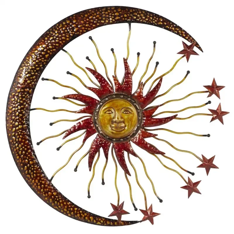 Gold Metal Indoor Outdoor Sun and Moon Wall Decor with Stars For Home Wall Decoration 
Gold Metal Indoor Outdoor Sun and Moon Wall Decor with Stars For Home Wall Decoration
