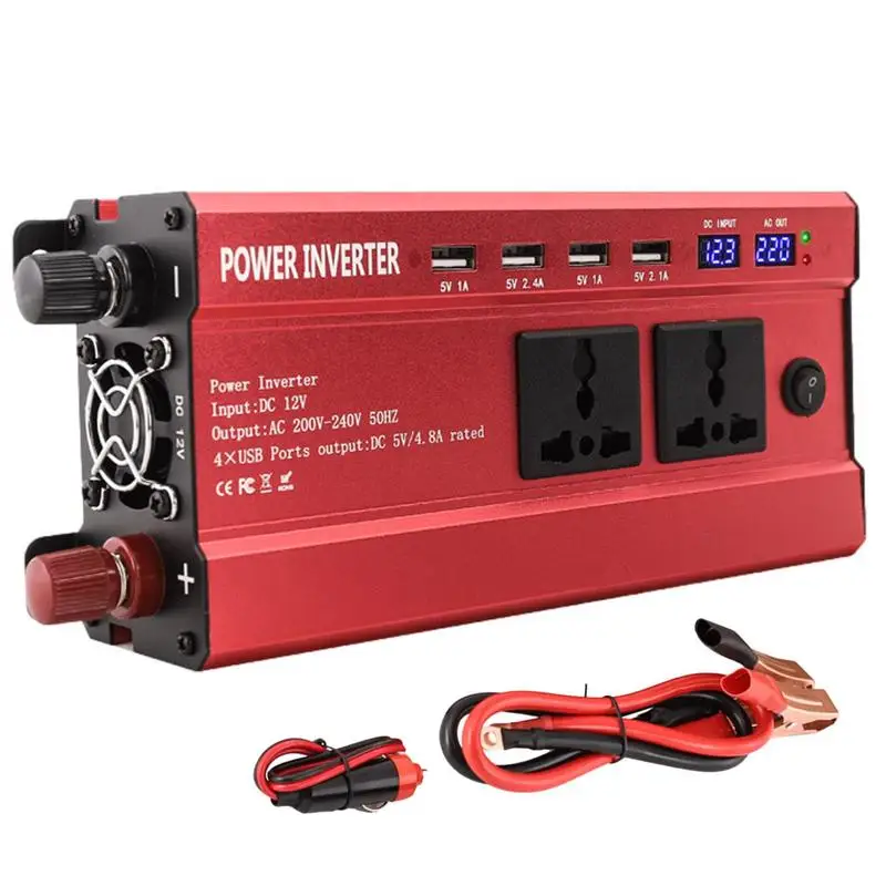 

Modified Sine Wave Power Inverter 1200W Power Inverters For Car Car Inverter With USB Car Adapter And Dual LCD Digital Display