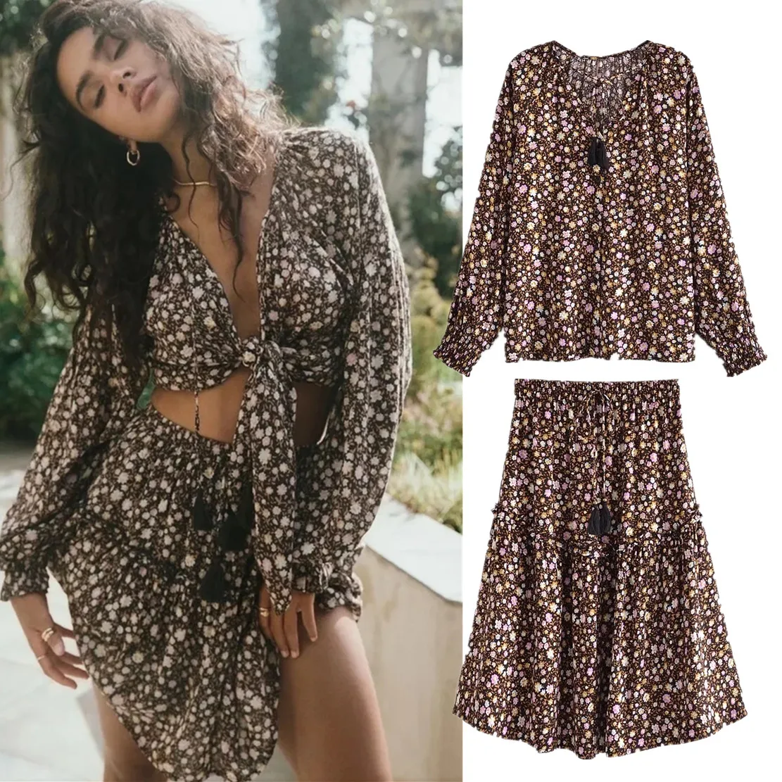 Maxdutti A-line Midi Skirts Women Indie Folk Vintage Floral Print Loose V-neck Rayon Casual Blouse Tassles Sets
Maxdutti A-line Midi Skirts Women Indie Folk Vintage Floral Print Loose V-neck Rayon Casual Blouse Tassles Sets